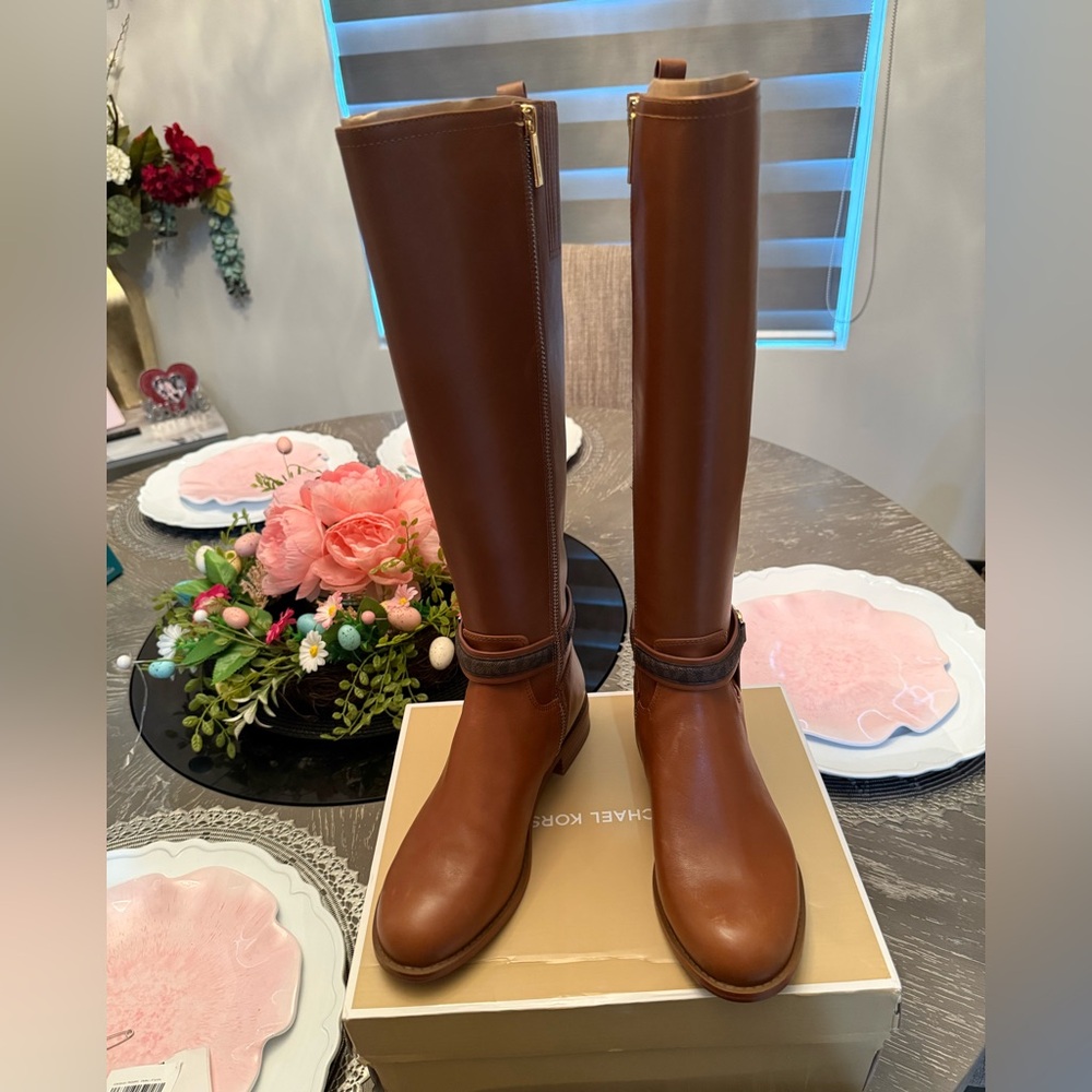 Elegant Brown Leather Tall Boots